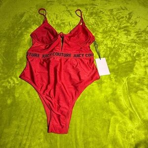 NWT Juicy Couture  One Piece Swimsuit in Lollypop Red Medium